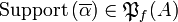 \mathrm{Support}\left(\overline \alpha\right)\in\mathfrak P_f(A)