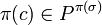 \pi(c)\in P^{\pi(\sigma)}
