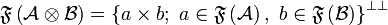 \mathfrak F\left({\mathcal A} \tens {\mathcal B}\right) = \left\{a\times b;\ a\in \mathfrak F\left(\mathcal A\right),\ b\in\mathfrak F\left(\mathcal B\right)\right\}\biorth