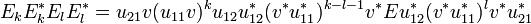 E_kE^*_kE_lE^*_l = u_{21}v(u_{11}v)^ku_{12}u^*_{12}(v^*u^*_{11})^{k-l-1}v^*Eu^*_{12}(v^*u^*_{11})^lv^*u_{21}^*