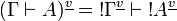 (\Gamma\vdash A)^{\underline{v}} = \oc{\Gamma^{\underline{v}}}\vdash\oc{A^{\underline{v}}}