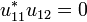 u^*_{11}u_{12} = 0